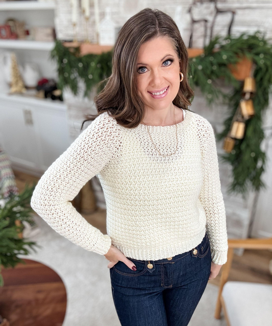 Caribbean Sea Sweater Crochet Pattern – Lacy Summer Top, Fingering Weight, XS–5X | PDF Digital Download